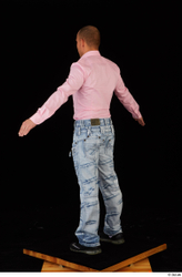 Whole Body Man White Shirt Jeans Slim Standing Studio photo references